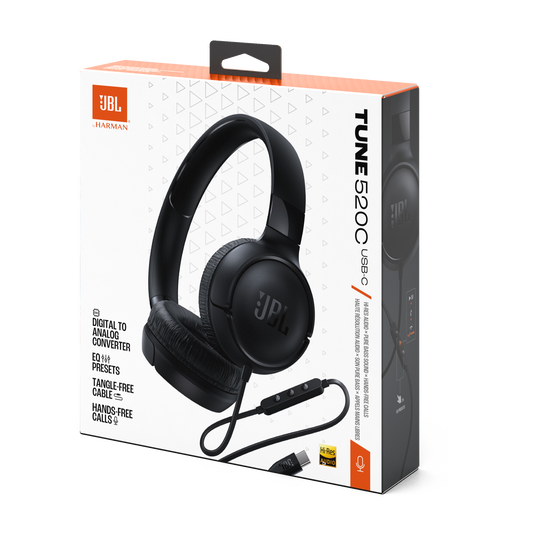 JBL Tune 520C (سماعات أذن “On-Ear” سلكية بمنفذ USB-C، Hi-Res، صوت Pure Bass)